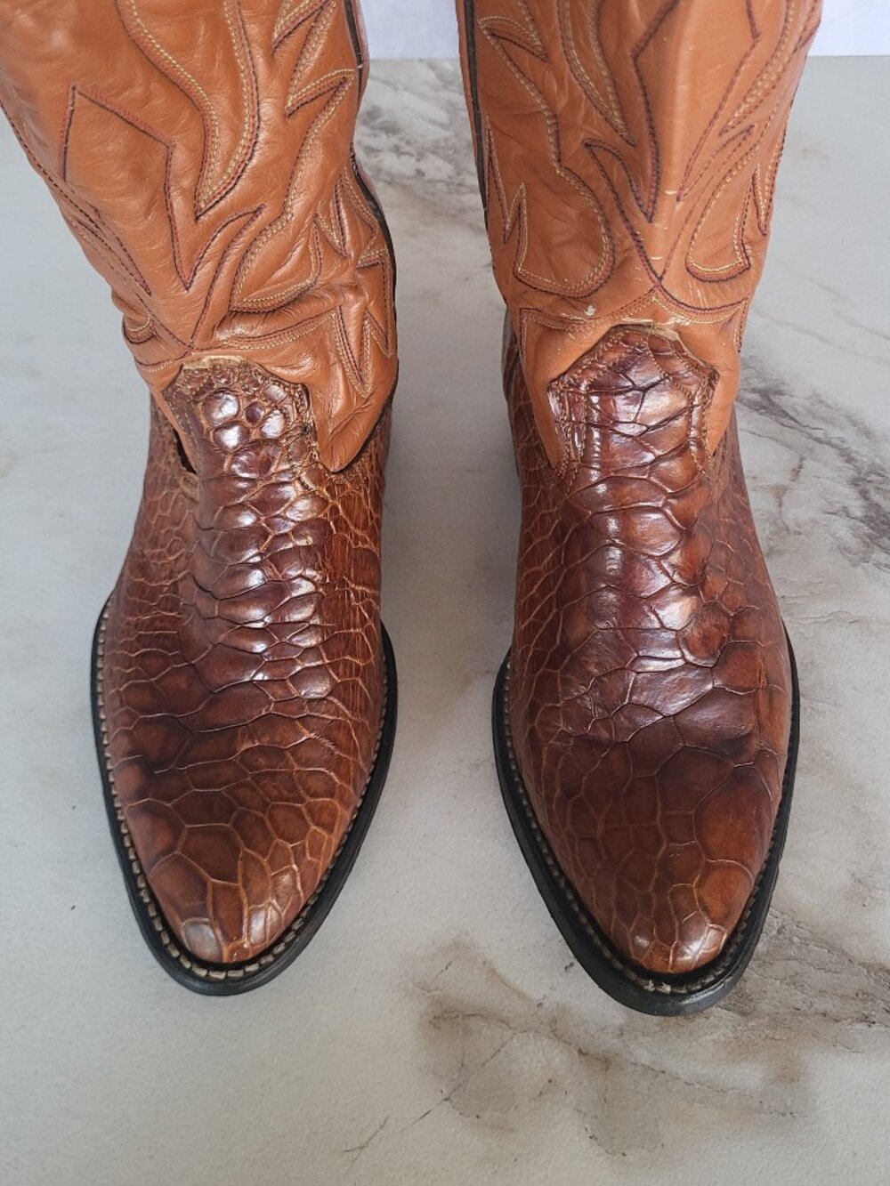 Rare Vintage Pre-Ban Genuine Sea Turtle Western Cowboy Boots Size 7 Women's